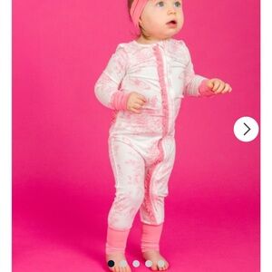 Ruffle butts pink toile onesie